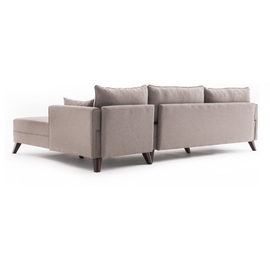 Γωνιακός καναπές Bella  δεξιά γωνία υφασμάτινος χρώμα κρεμ 275x165x85εκ.