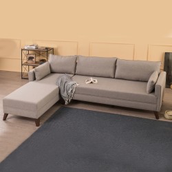 Γωνιακός καναπές Bella  αριστερή γωνία υφασμάτινος χρώμα κρεμ 275x165x85εκ.