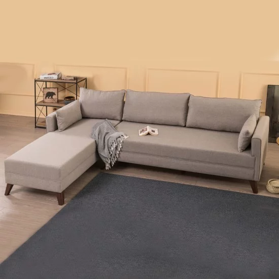 Γωνιακός καναπές Bella  αριστερή γωνία υφασμάτινος χρώμα κρεμ 275x165x85εκ.