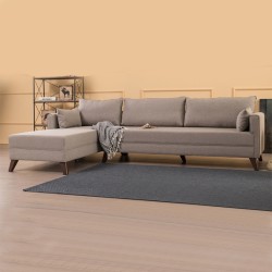 Γωνιακός καναπές Bella  αριστερή γωνία υφασμάτινος χρώμα κρεμ 275x165x85εκ.