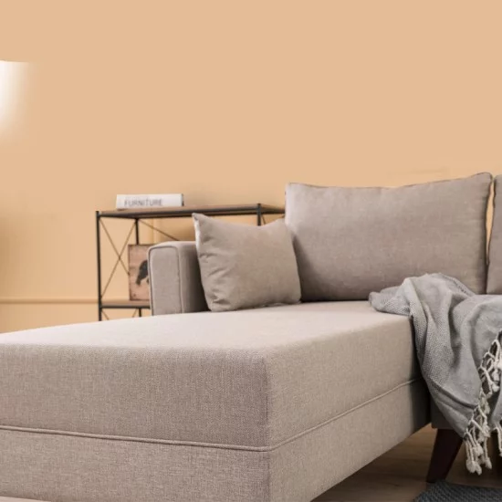 Γωνιακός καναπές Bella  αριστερή γωνία υφασμάτινος χρώμα κρεμ 275x165x85εκ.