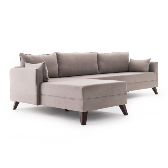 Γωνιακός καναπές Bella  αριστερή γωνία υφασμάτινος χρώμα κρεμ 275x165x85εκ.