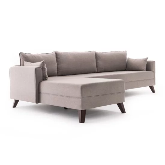 Γωνιακός καναπές Bella  αριστερή γωνία υφασμάτινος χρώμα κρεμ 275x165x85εκ.