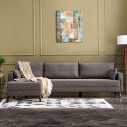 Γωνιακός καναπές Bella  αριστερή γωνία υφασμάτινος χρώμα καφέ 275x165x85εκ.