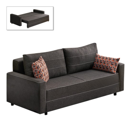 Καναπές - κρεβάτι Ece Megapap τριθέσιος υφασμάτινος χρώμα ανθρακί 215x90x88εκ. - 0216796
