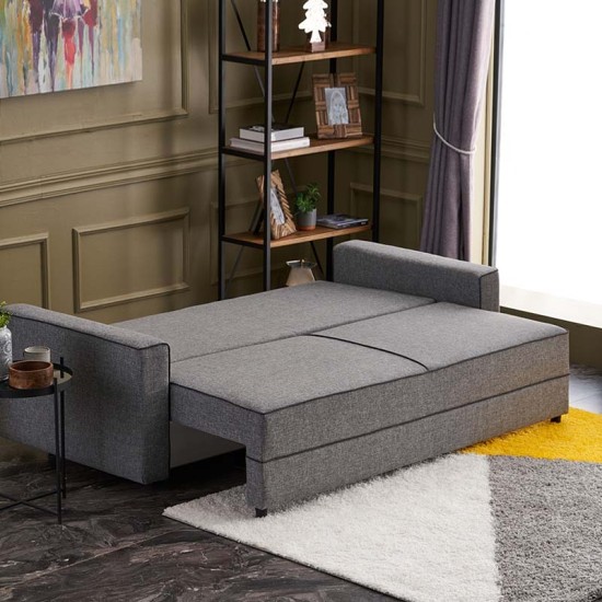 Καναπές - κρεβάτι Ece Megapap τριθέσιος υφασμάτινος χρώμα γκρι 215x90x88εκ. - 0222713