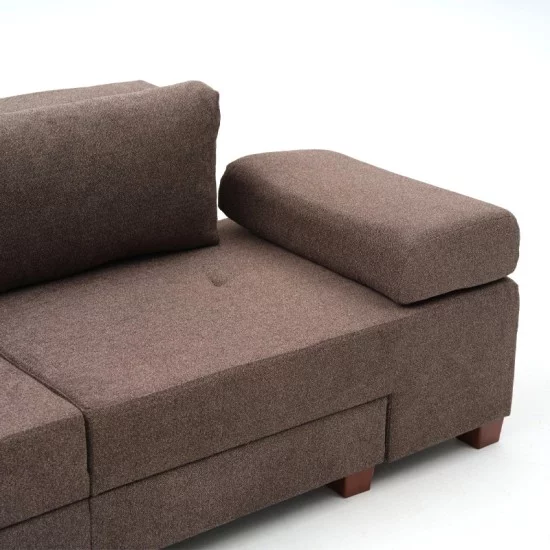 Καναπές - κρεβάτι πολυμορφικός Perenna  τριθέσιος υφασμάτινος χρώμα καφέ 233x93x83εκ.