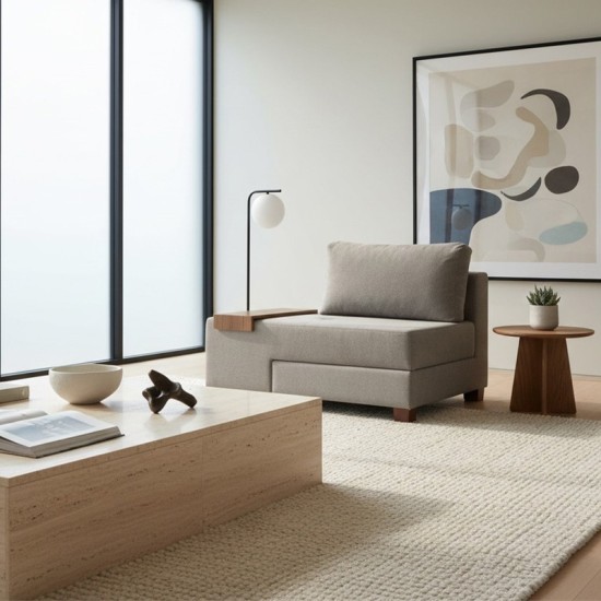 Πολυθρόνα - κρεβάτι Perenna  υφασμάτινη χρώμα γκρι 116x93x83εκ.