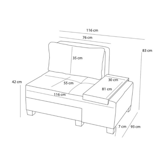 Πολυθρόνα - κρεβάτι Perenna  υφασμάτινη χρώμα γκρι 116x93x83εκ.