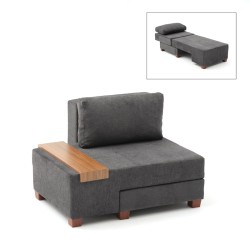 Πολυθρόνα - κρεβάτι Perenna  υφασμάτινη χρώμα ανθρακί 116x93x83εκ.