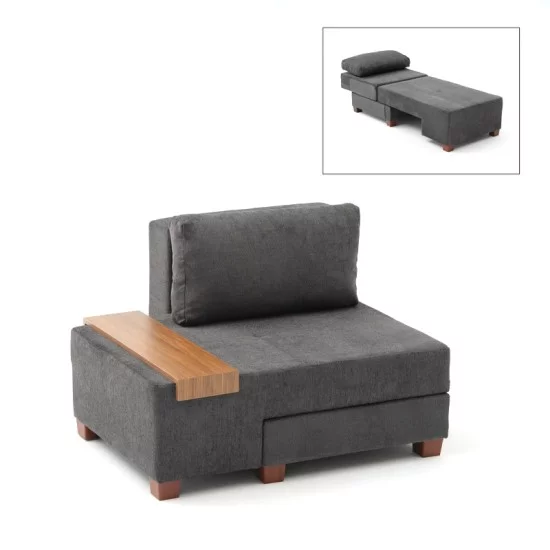 Πολυθρόνα - κρεβάτι Perenna  υφασμάτινη χρώμα ανθρακί 116x93x83εκ.