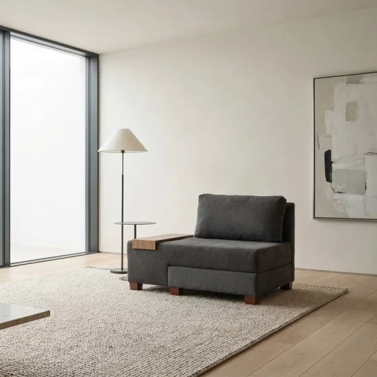 Πολυθρόνα - κρεβάτι Perenna  υφασμάτινη χρώμα ανθρακί 116x93x83εκ.