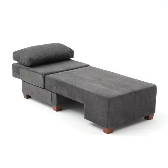 Πολυθρόνα - κρεβάτι Perenna  υφασμάτινη χρώμα ανθρακί 116x93x83εκ.