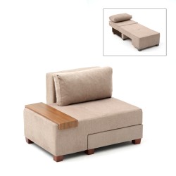 Πολυθρόνα - κρεβάτι Perenna  υφασμάτινη χρώμα μπεζ 116x93x83εκ.