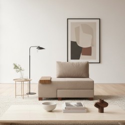 Πολυθρόνα - κρεβάτι Perenna  υφασμάτινη χρώμα μπεζ 116x93x83εκ.