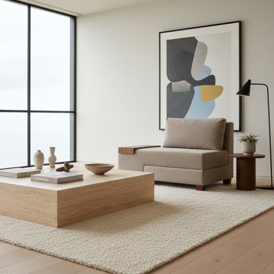 Πολυθρόνα - κρεβάτι Perenna  υφασμάτινη χρώμα μπεζ 116x93x83εκ.