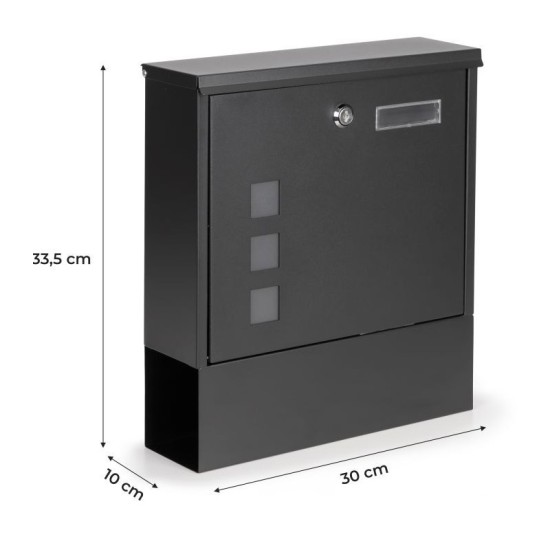 Γραμματοκιβώτιο από Γαλβανισμένο Ατσάλι 30 x 10 x 33.5 cm ModernHome HPB2210-GS-Black