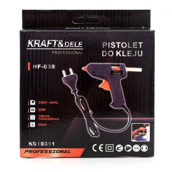 Ηλεκτρικό Πιστόλι Θερμικής Σιλικόνης 20 W με Αξεσουάρ Kraft-Dele KD-10351