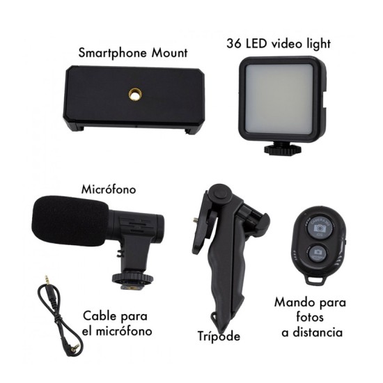 Σετ Mini Τρίποδο με Μικρόφωνο LED Φωτισμό και Τηλεχειριστήριο MWS19141