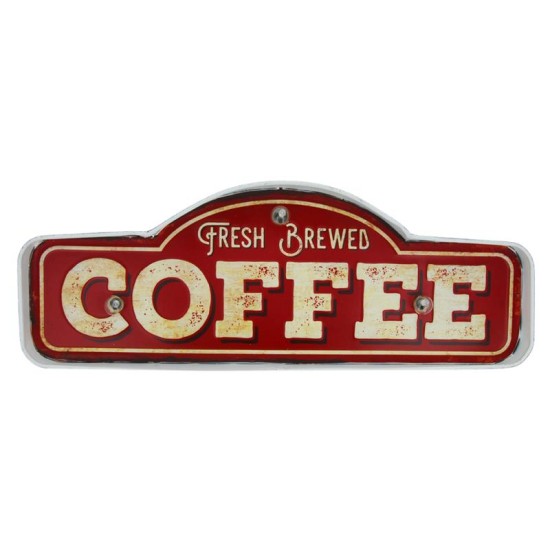 Μεταλλική Πινακίδα LED Forever Light RETRO Fresh Brewed Coffee Κόκκινο-Χρυσό Μεταλλική Πινακίδα LED Forever Light RETRO Fresh Brewed Coffee Κόκκινο-Χρυσό