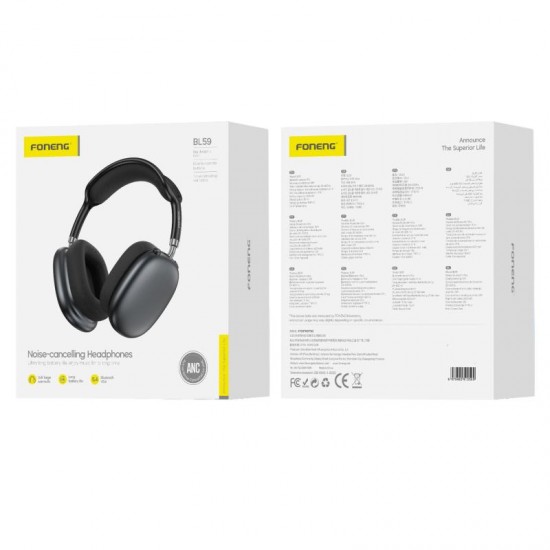 Ασύρματα Ακουστικά Κεφαλής Foneng BL59 ANC Noise Canceling Μαύρο