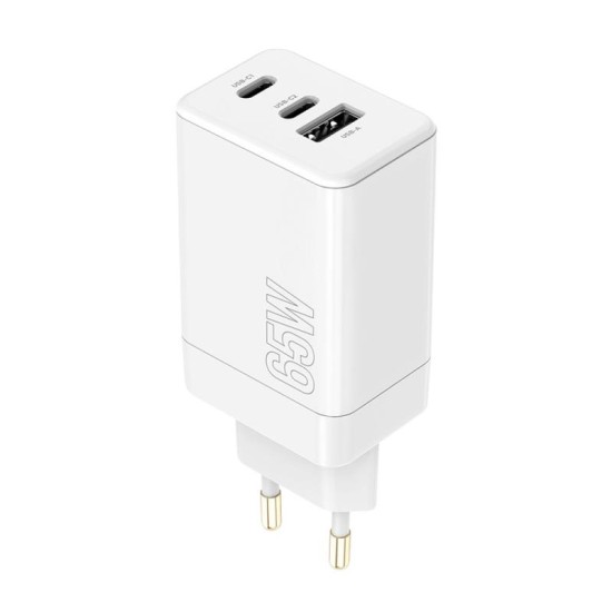 Φορτιστής Ταξιδίου Ταχείας Φόρτισης Maxlife MXTC-08-65ACC με Τριπλή Έξοδο USB A & USB C PD + QC 65W Λευκό Φορτιστής Ταξιδίου Ταχείας Φόρτισης Maxlife MXTC-08-65ACC με Τριπλή Έξοδο USB A & USB C PD + QC 65W Λευκό