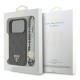 Θήκη PU Guess Apple iPhone 17 Pro Max Hardcase Classic Logo 4G Triangle με Pearl Strap Μαύρο