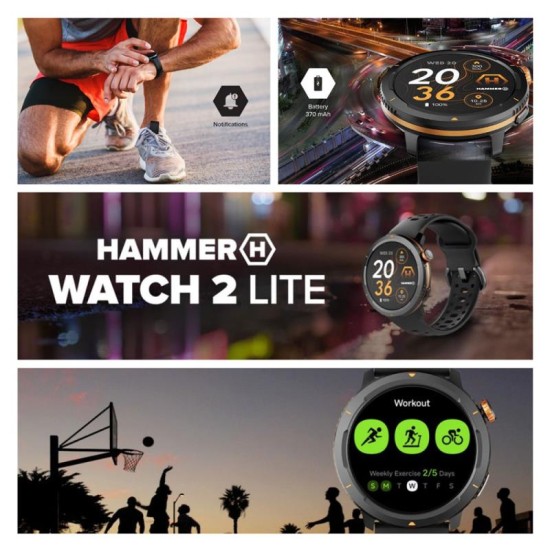 Smartwatch Hammer Watch 2 Lite 1.43'' Μαύρο Smartwatch Hammer Watch 2 Lite 1.43'' Μαύρο