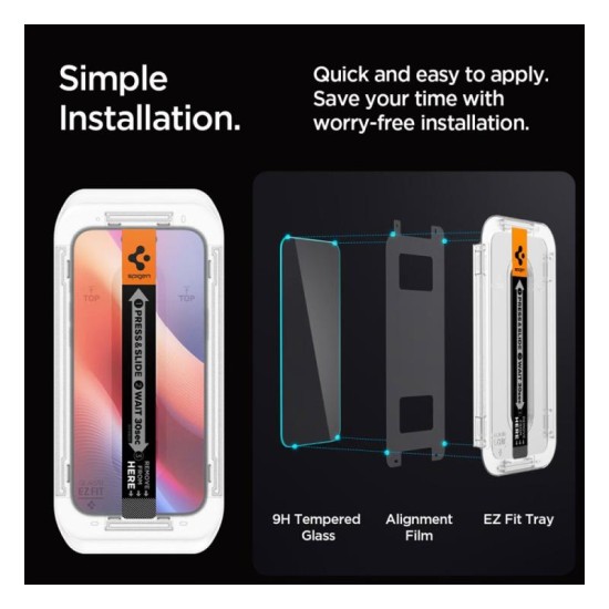 Tempered Glass Full Face Spigen Glas.tR EZ-FIT Apple iPhone 16 Pro Διάφανο (2 τεμ.)