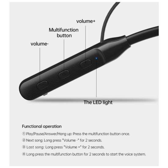 Στερεοφωνικό Ακουστικό Bluetooth Devia EM036 Sport Kintone Neckband Μαύρο Στερεοφωνικό Ακουστικό Bluetooth Devia EM036 Sport Kintone Neckband Μαύρο