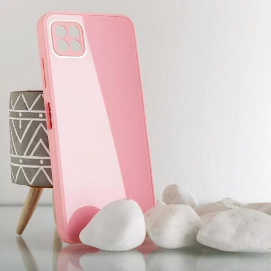 Θήκη TPU & Glass inos Samsung A125F Galaxy A12/ A127F Galaxy A12 Nacho/ M127F Galaxy M12 CamGuard Ροζ