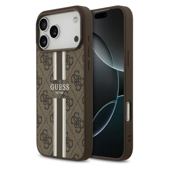 Θήκη PU Guess MagSafe Apple iPhone 17 Pro Max Hardcase 4G Printed Stripes Καφέ Θήκη PU Guess MagSafe Apple iPhone 17 Pro Max Hardcase 4G Printed Stripes Καφέ