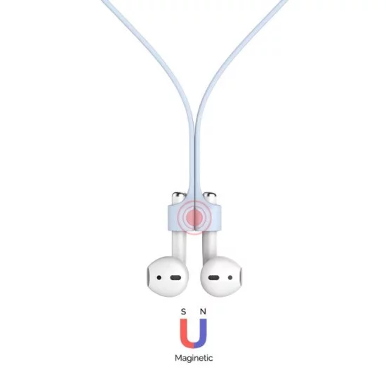 Strap Λαιμού Σιλικόνης AhaStyle PT74 Apple AirPods Magnetic Γαλάζιο