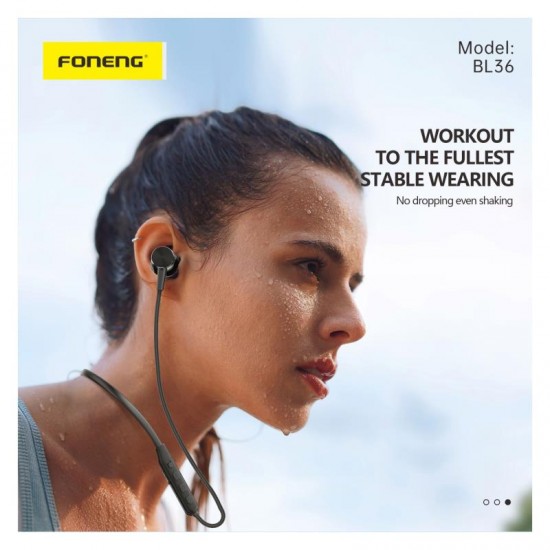 Στερεοφωνικό Ακουστικό Foneng BL36 Deep Bass Neckband Μαύρο Στερεοφωνικό Ακουστικό Foneng BL36 Deep Bass Neckband Μαύρο