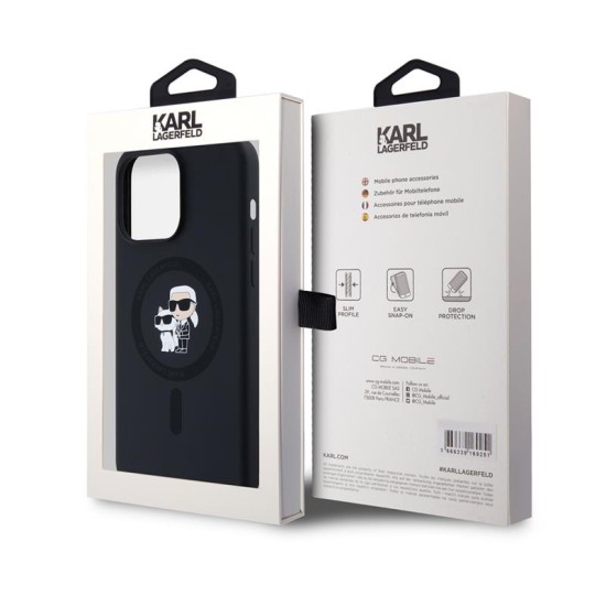 Θήκη Σιλικόνης Karl Lagerfeld Apple iPhone 15 Pro Max Magsafe Karl & Choupette Heads Μαύρο Θήκη Σιλικόνης Karl Lagerfeld Apple iPhone 15 Pro Max Magsafe Karl & Choupette Heads Μαύρο