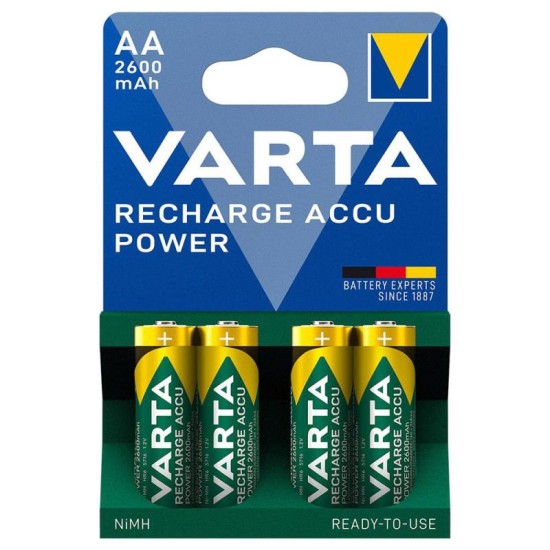 Μπαταρία Επαναφορτιζόμενη Varta AA 2600mAh NiMH Power (4 τεμ.) Μπαταρία Επαναφορτιζόμενη Varta AA 2600mAh NiMH Power (4 τεμ.)
