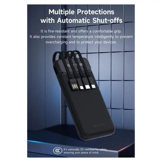 Φορτιστής Ανάγκης Devia EP189 10W 10000mAh με 4 Ενσωματωμένα Καλώδια Kintone Λευκό