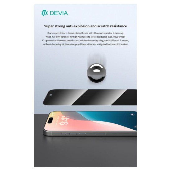Tempered Glass Full Face Privacy Devia Apple iPhone 16 Van Μαύρο (1 τεμ.) Tempered Glass Full Face Privacy Devia Apple iPhone 16 Van Μαύρο (1 τεμ.)