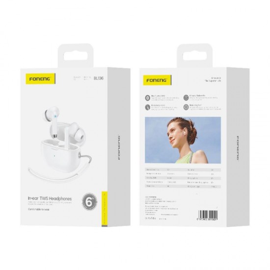 True Wireless Ακουστικά Bluetooth Foneng BL136 Λευκό True Wireless Ακουστικά Bluetooth Foneng BL136 Λευκό