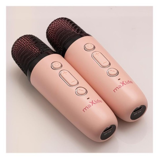 Φορητό Ηχείο Bluetooth Maxlife MXKS-200 με Λειτουργία Karaoke Ροζ