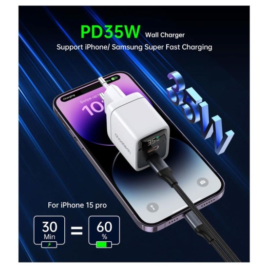Φορτιστής Ταξιδίου Ταχείας Φόρτισης Choetech PD6051 με Διπλή Έξοδο USB C GaN PD 35W Λευκό Φορτιστής Ταξιδίου Ταχείας Φόρτισης Choetech PD6051 με Διπλή Έξοδο USB C GaN PD 35W Λευκό