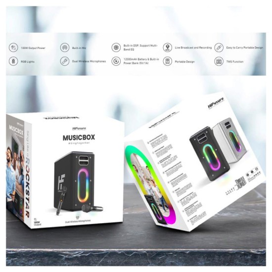 Φορητό Ηχείο Bluetooth HiFuture Music Box Karaoke BT 5.0 12000mAh 100W Μαύρο Φορητό Ηχείο Bluetooth HiFuture Music Box Karaoke BT 5.0 12000mAh 100W Μαύρο