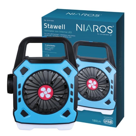 Ανεμιστήρας Κάμπινγκ Niaros Stawell USB 4W με Φακό LED 180lm Μπλε Ανεμιστήρας Κάμπινγκ Niaros Stawell USB 4W με Φακό LED 180lm Μπλε