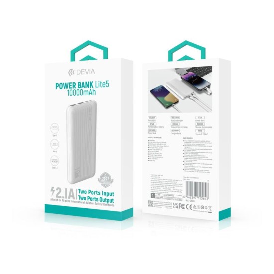 Φορτιστής Ανάγκης Devia EP187 10W 10000mAh Lite5 Λευκό