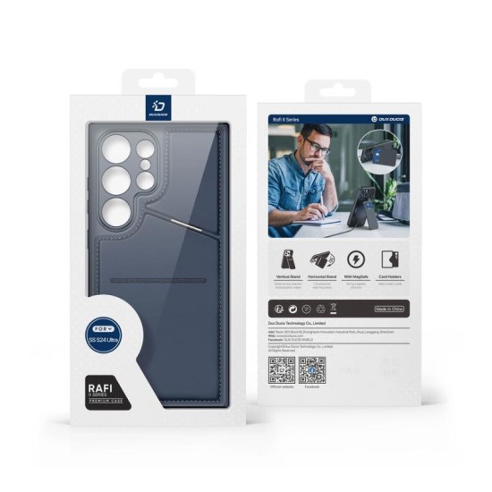 Θήκη Δερμάτινη Dux Ducis Rafi II Mag 3 σε 1 MagSafe RFID Blocker Samsung S928B Galaxy S24 Ultra 5G με Stand Μπλε Θήκη Δερμάτινη Dux Ducis Rafi II Mag 3 σε 1 MagSafe RFID Blocker Samsung S928B Galaxy S24 Ultra 5G με Stand Μπλε