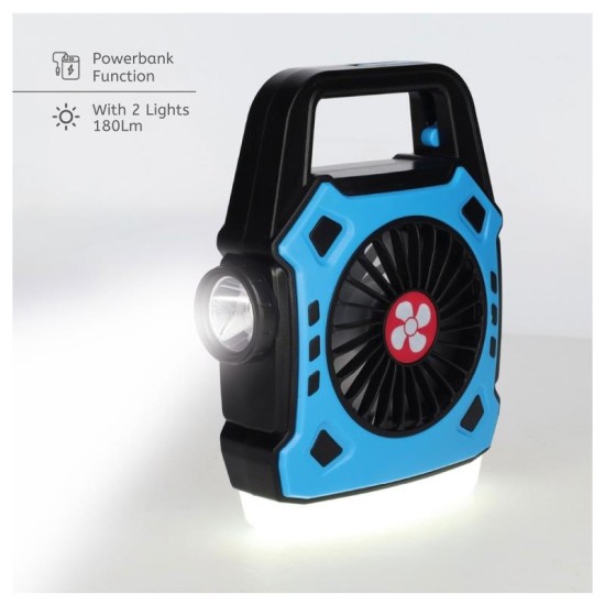 Ανεμιστήρας Κάμπινγκ Niaros Stawell USB 4W με Φακό LED 180lm Μπλε Ανεμιστήρας Κάμπινγκ Niaros Stawell USB 4W με Φακό LED 180lm Μπλε