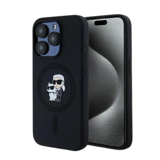 Θήκη Σιλικόνης Karl Lagerfeld Apple iPhone 15 Pro Magsafe Karl & Choupette Heads Μαύρο Θήκη Σιλικόνης Karl Lagerfeld Apple iPhone 15 Pro Magsafe Karl & Choupette Heads Μαύρο