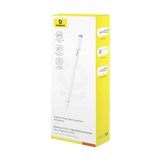 Πενάκι Οθόνης Stylus Baseus Non-Magnetic Smooth Writing III 3 σε 1 για iOS & Android Λευκό Πενάκι Οθόνης Stylus Baseus Non-Magnetic Smooth Writing III 3 σε 1 για iOS & Android Λευκό