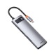Hub USB C Baseus 8 σε 1 σε HDMI με Card Reader Metal Gleam Ασημί Hub USB C Baseus 8 σε 1 σε HDMI με Card Reader Metal Gleam Ασημί