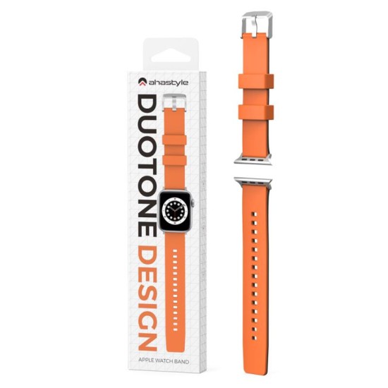 Λουράκι Σιλικόνης Ahastyle WA11 Duotone Premium Silicone Apple Watch (38/ 40/ 41mm) Πορτοκαλί-Μαύρο Λουράκι Σιλικόνης Ahastyle WA11 Duotone Premium Silicone Apple Watch (38/ 40/ 41mm) Πορτοκαλί-Μαύρο